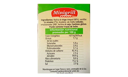 Tostas de trigo integrales 88% - Información nutricional